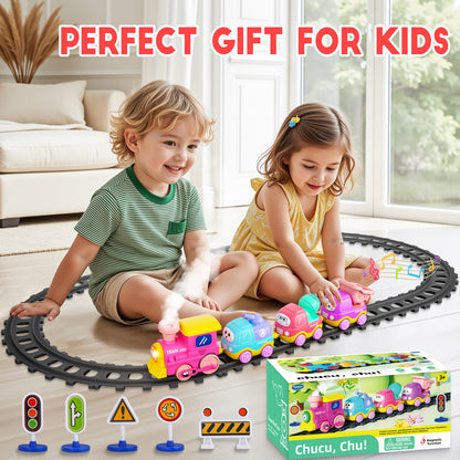 Funwee Magnetic Steam Train Toy Toddlers Set with Light & Music