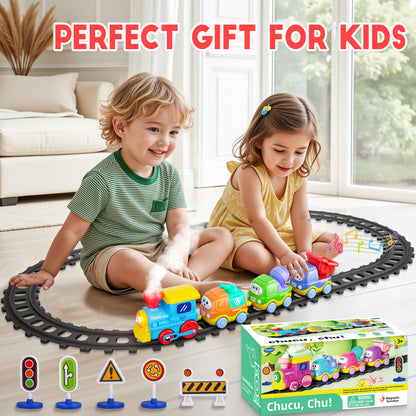 Funwee Magnetic Steam Train Toy Toddlers Set with Light & Music