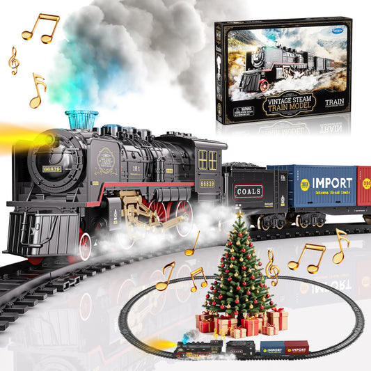 Funwee Train Set with Smokes,Lights and Sound for Under Christmas Tree
