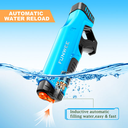 Funwee Electric Water Guns for Adults & Kids, Automatic Water Reload & Shooting Over 250 Blasts Water Blaster Squirt Guns Up to 28 FT Long Range, Summer Beach Pool Backyard Outdoor Toys (Sky Blue)