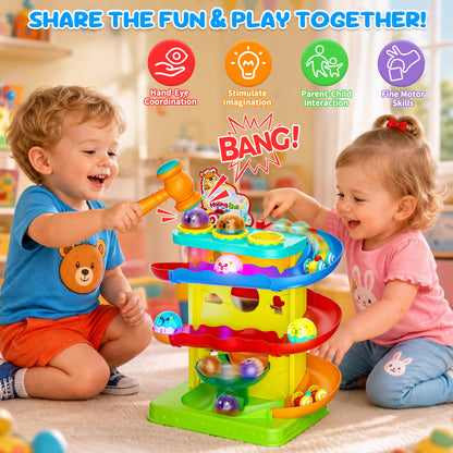 Funwee 2-in-1 Light Up Rolling Ball & Racing Car Ramp Toddler Toy