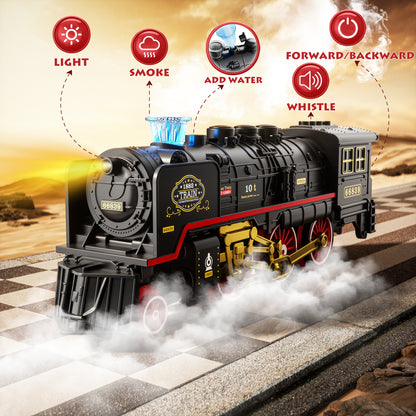 Funwee Electric Christmas Train Set with Smokes,Lights and Sound for Kids
