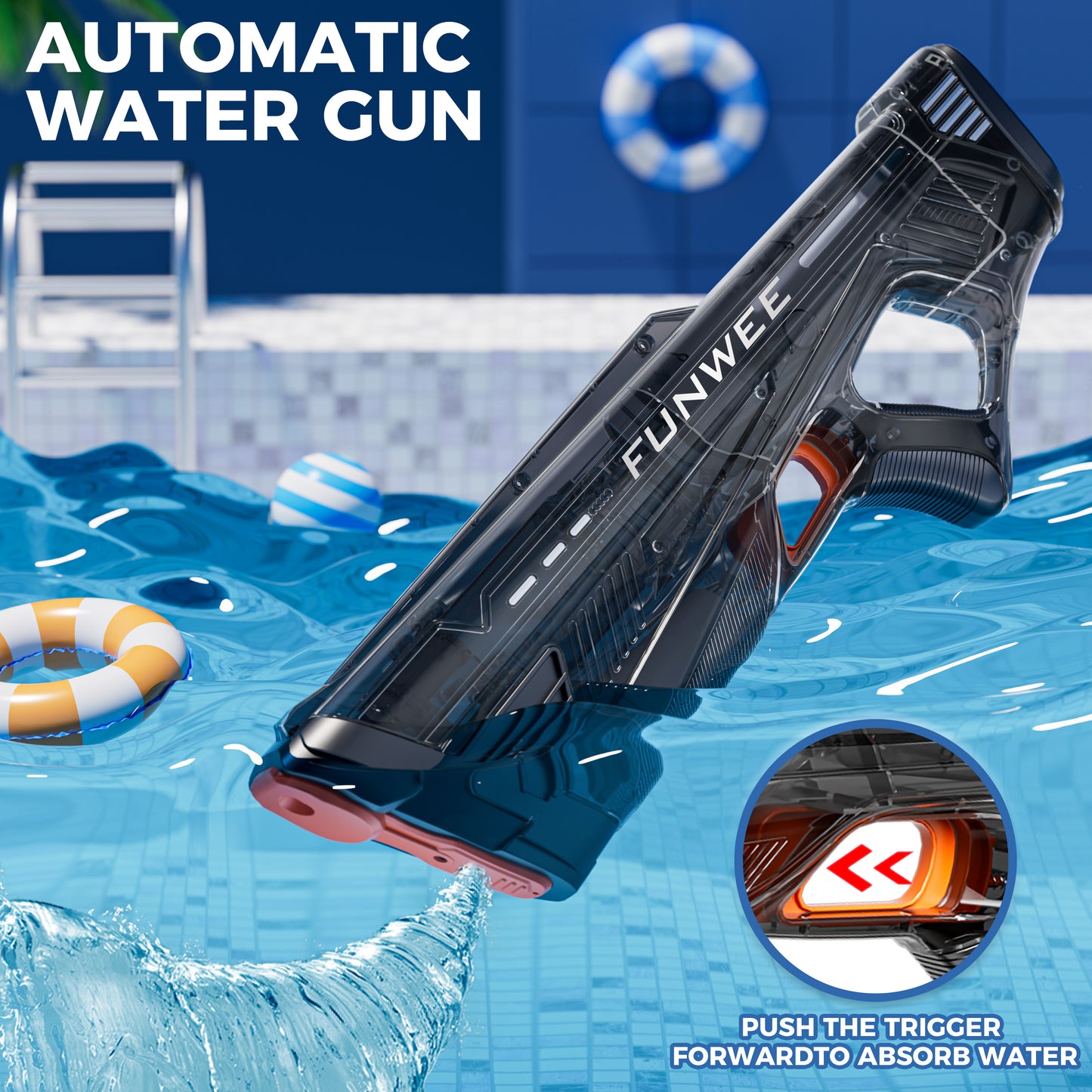 Electric Water Gun for Adults Kids, Powerful Automatic Squirt Gun, High Powered Shooting 100+ Times, Long Range 28-32 FT, Auto Water Blaster, Outdoor Pool Swimming Toy Game  electric water toy