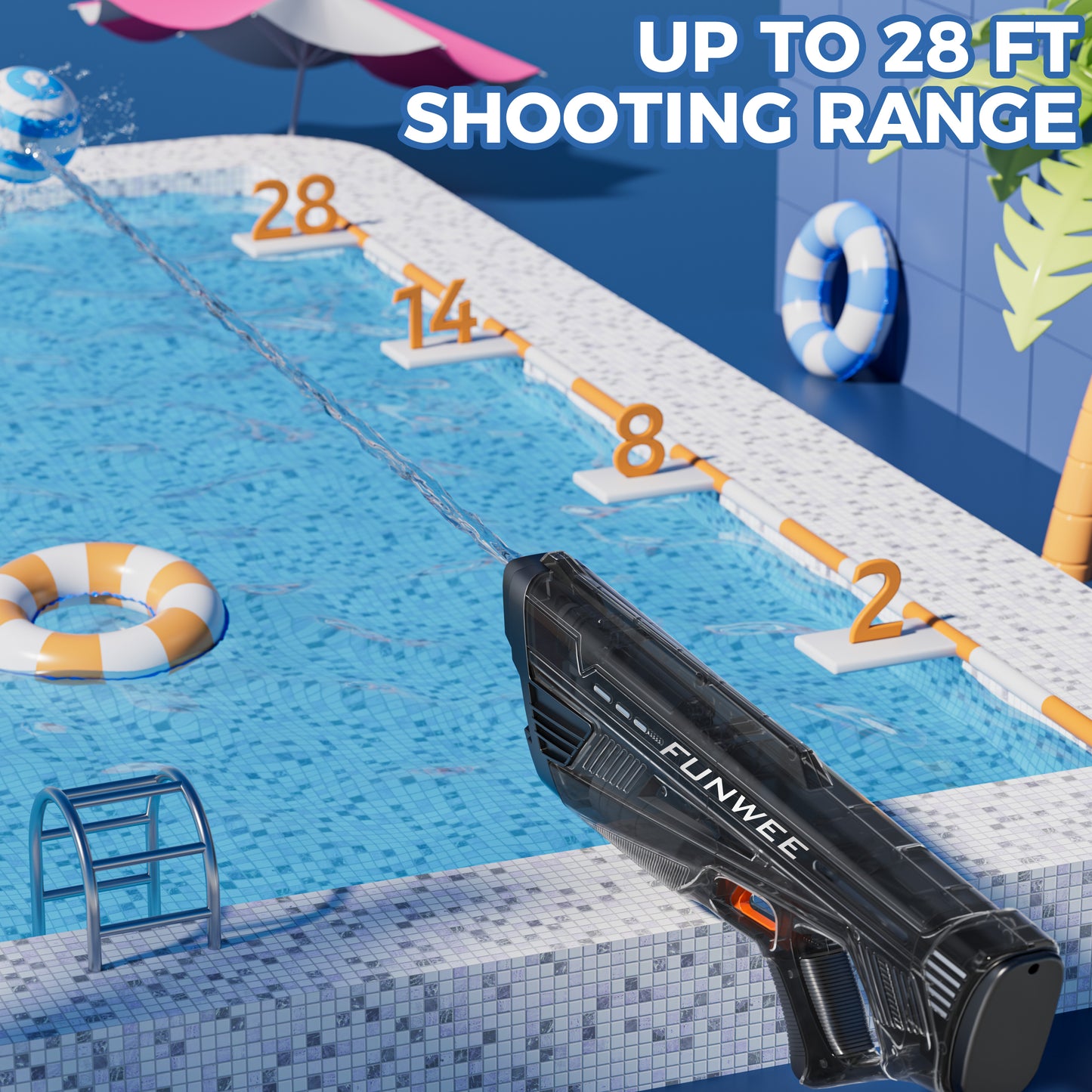 Electric Water Gun for Adults Kids, Powerful Automatic Squirt Gun, High Powered Shooting 100+ Times, Long Range 28-32 FT, Auto Water Blaster, Outdoor Pool Swimming Toy Game  electric water toy