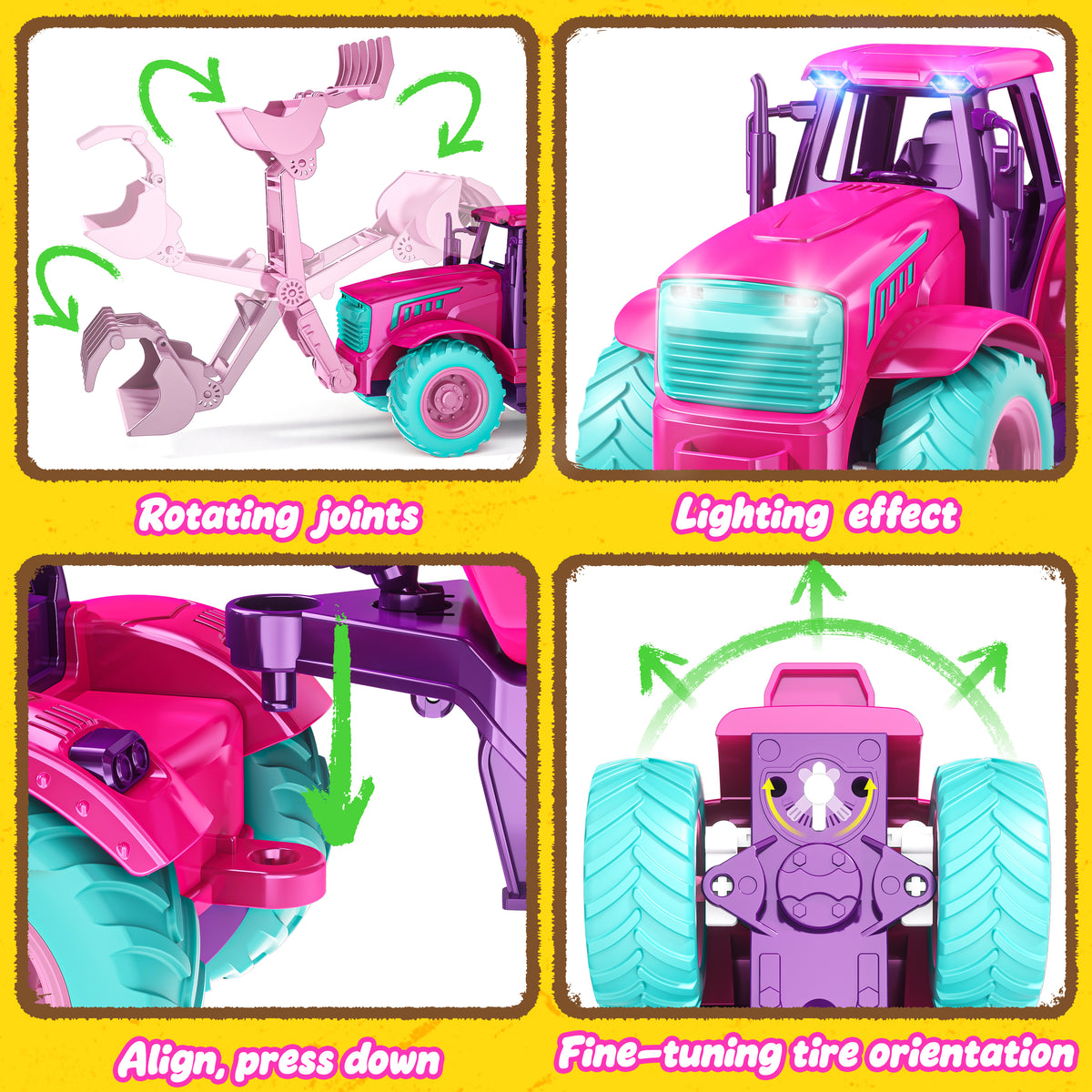 Funwee RC Farm Tractor Toy Set with Light & Sound