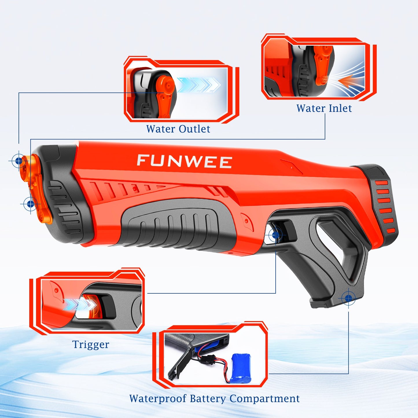 Funwee Automatic Electric Water Guns (Red)
