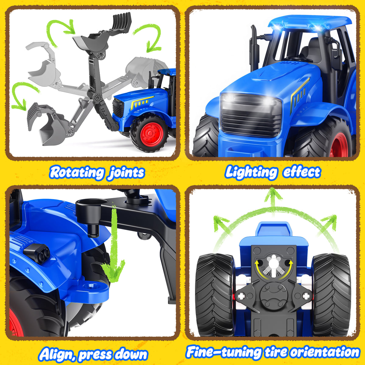 Funwee RC Farm Tractor Toy Set with Light & Sound