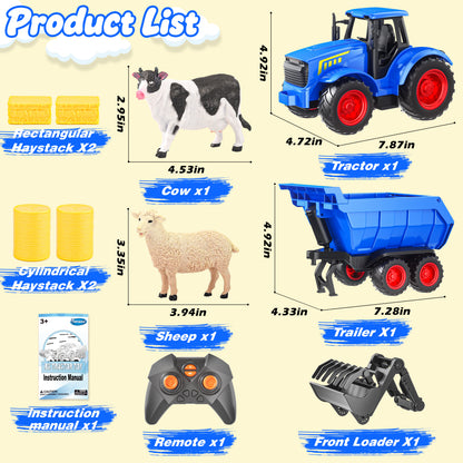 Funwee RC Farm Tractor Toy Set with Light & Sound