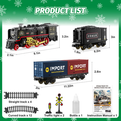 Funwee Train Set with Smokes,Lights and Sound for Under Christmas Tree