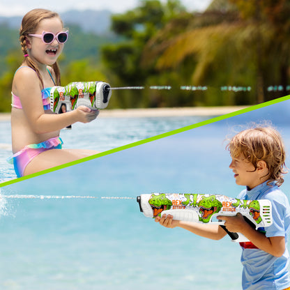 Funwee Electric Water Guns for Adults & Kids, Automatic Water Reload & Shooting Over 250 Blasts Water Blaster Squirt Guns Up to 28 FT Long Range, Beach Pool Backyard Outdoor Dinosaur Toys (White)