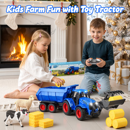 Funwee RC Farm Tractor Toy Set with Light & Sound