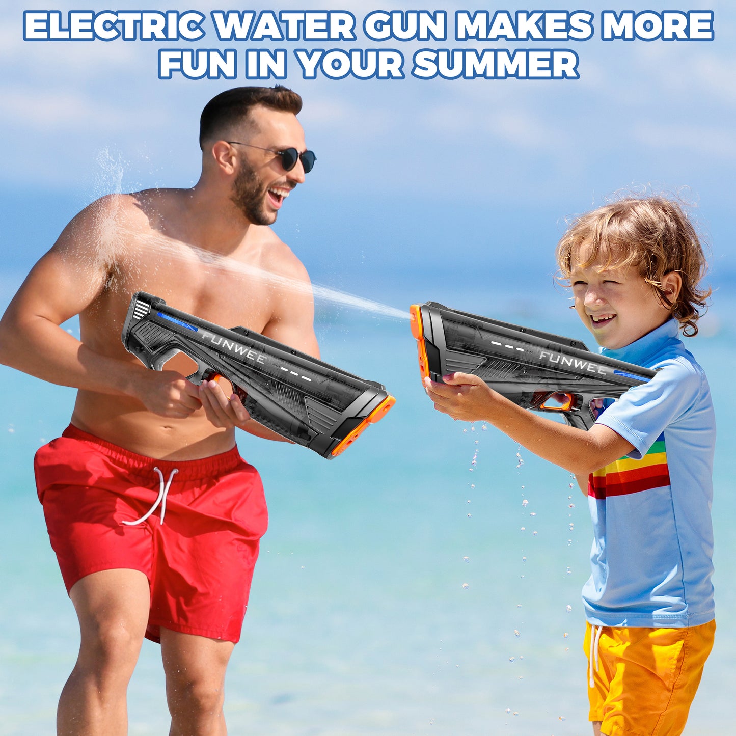 Electric Water Gun for Adults Kids, Powerful Automatic Squirt Gun, High Powered Shooting 100+ Times, Long Range 28-32 FT, Auto Water Blaster, Outdoor Pool Swimming Toy Game  electric water toy