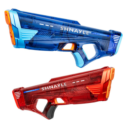 shnayle 2 Pack Electric Water Gun for Adults Kid, Powerful Automatic Squirt Gun, High Powered Shooting 100+ Times, Long Range Auto Water Blaster, Pool Outdoor Water Toy(Transparent Black+Blue)