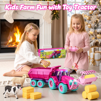 Funwee RC Farm Tractor Toy Set with Light & Sound