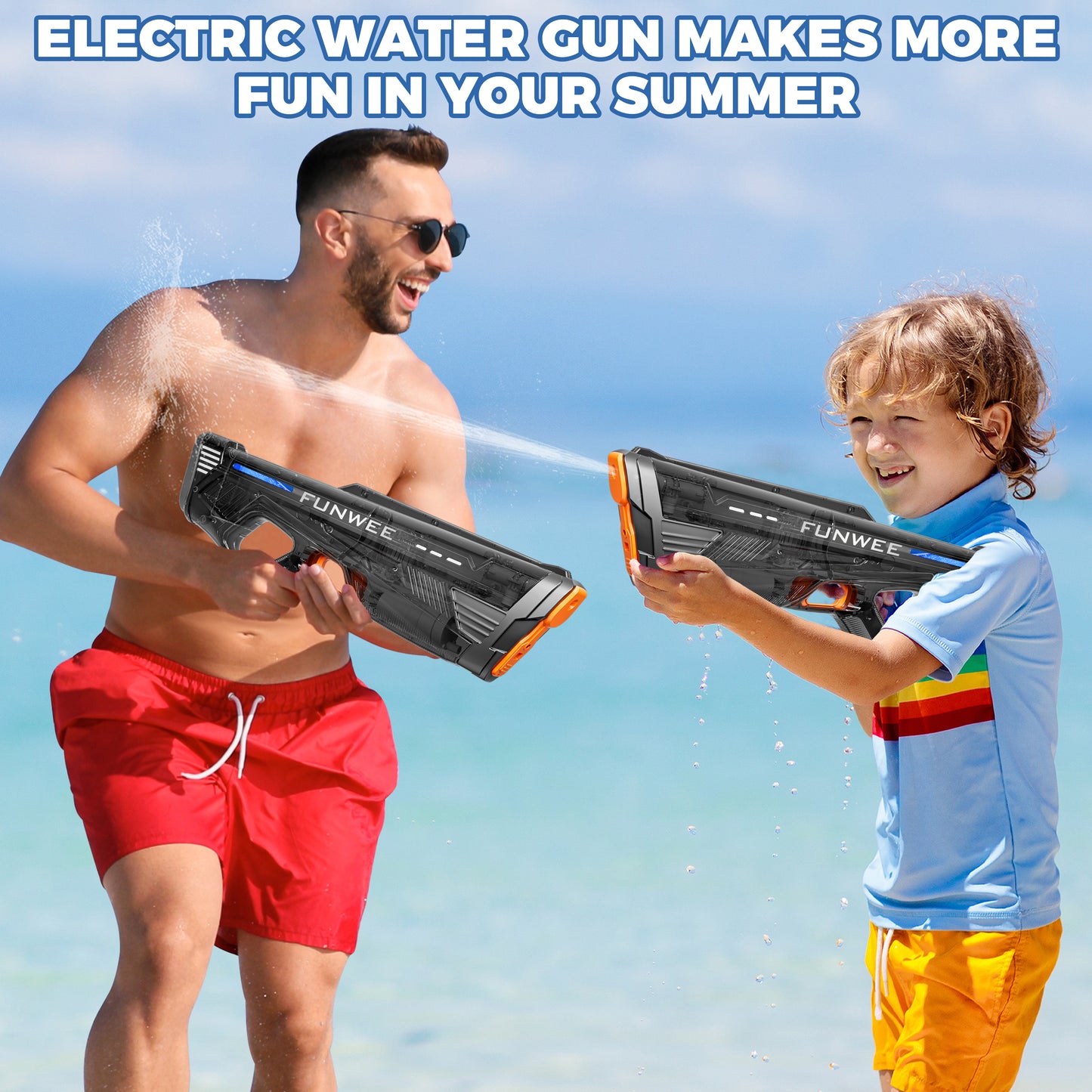 Electric Water Gun for Adults Kids, Powerful Automatic Squirt Gun, High Powered Shooting 100+ Times, Long Range 28-32 FT, Auto Water Blaster, Outdoor Pool Swimming Toy Game  electric water toy