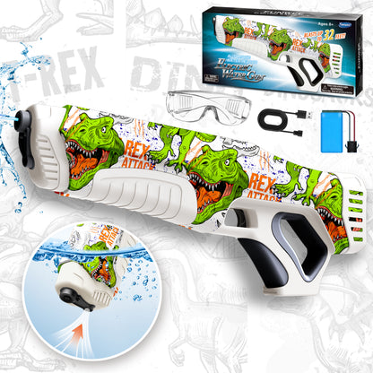 Funwee Electric Water Guns for Adults & Kids, Automatic Water Reload & Shooting Over 250 Blasts Water Blaster Squirt Guns Up to 28 FT Long Range, Beach Pool Backyard Outdoor Dinosaur Toys (White)