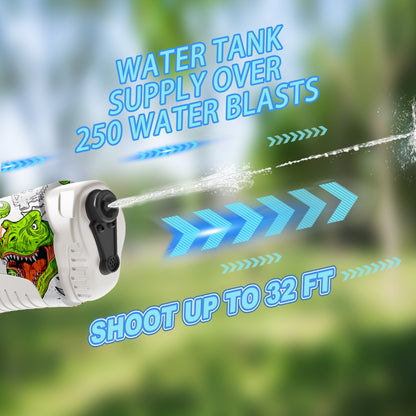 Funwee Electric Water Guns for Adults & Kids, Automatic Water Reload & Shooting Over 250 Blasts Water Blaster Squirt Guns Up to 28 FT Long Range, Beach Pool Backyard Outdoor Dinosaur Toys (White)