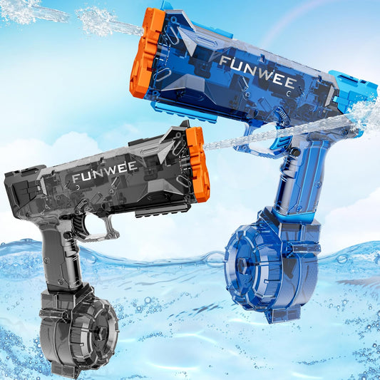 Funwee 2 Pack Electric Water Guns for Kids Adults, Long Range Powerful Water Squirt Gun, Strongest Full Automatic Water Gun Pistol High Capacity 400+ Water Blaster, Summer Outdoor Pool Watergun Toy