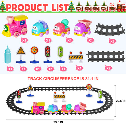 Funwee Magnetic Steam Train Toy Toddlers Set with Light & Music