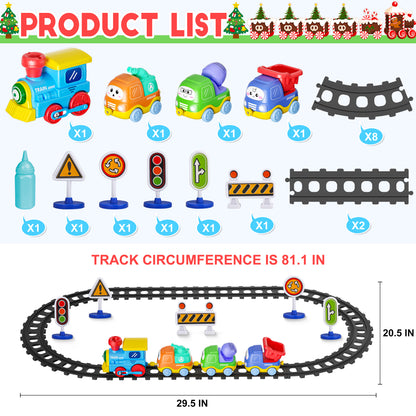 Funwee Magnetic Steam Train Toy Toddlers Set with Light & Music
