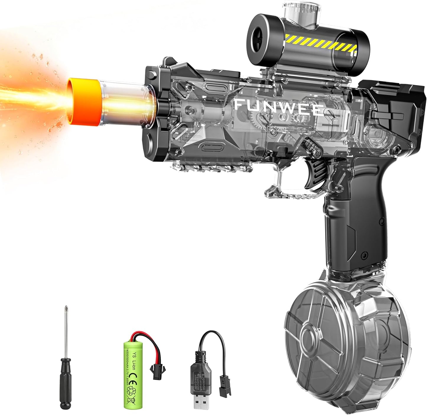 Funwee Electric Water Gun Toy for Kids & Adults, Light Up Automatic Squirt Gun, Most Strongest Water Blaster Long Range, Powerful High Powered Fully Auto Blaster, Swimming Pool Outdoor Toy