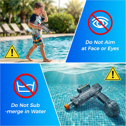 Funwee Electric Water Gun Toy for Kids & Adults, Light Up Automatic Squirt Gun, Most Strongest Water Blaster Long Range, Powerful High Powered Fully Auto Blaster, Swimming Pool Outdoor Toy