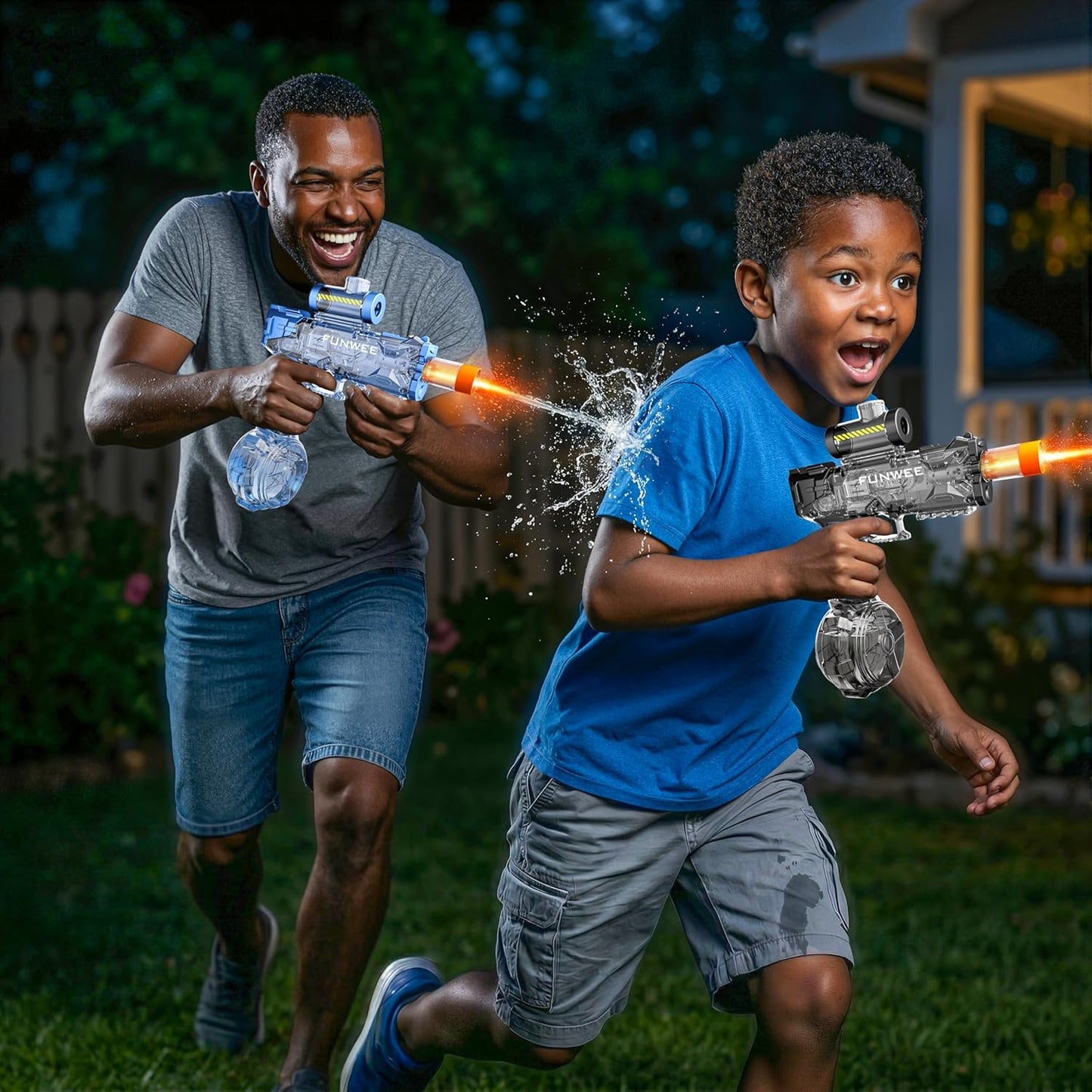 Funwee Electric Water Gun Toy for Kids & Adults, Light Up Automatic Squirt Gun, Most Strongest Water Blaster Long Range, Powerful High Powered Fully Auto Blaster, Swimming Pool Outdoor Toy