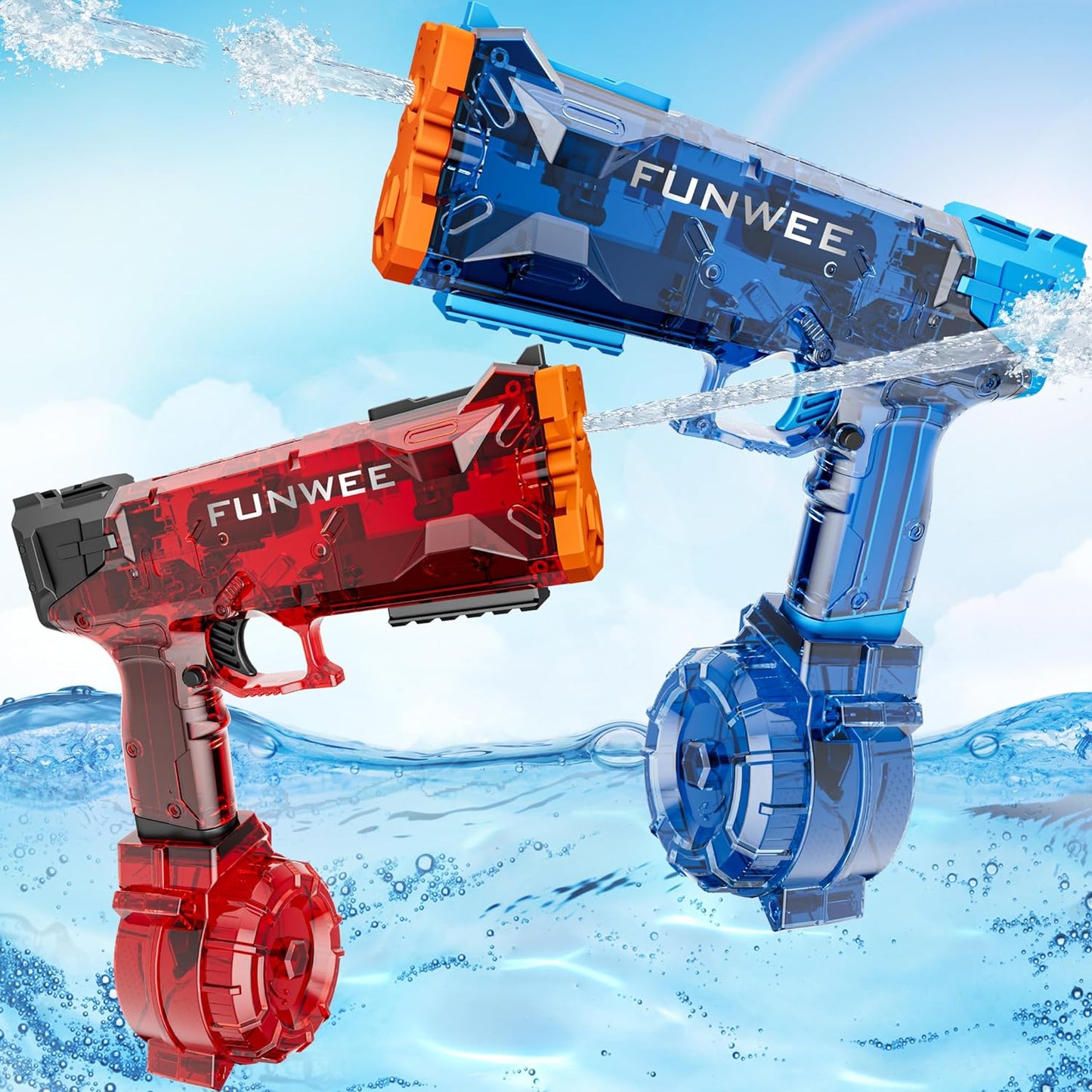 Funwee 2 PACK Electric Water Pistol (Blue+Red)