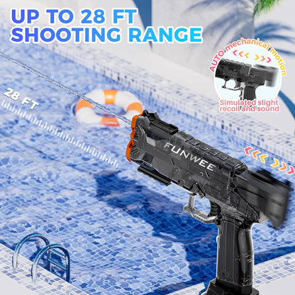 Funwee 2 Pack Electric Water Guns for Kids Adults, Long Range Powerful Water Squirt Gun, Strongest Full Automatic Water Gun Pistol High Capacity 400+ Water Blaster, Summer Outdoor Pool Watergun Toy