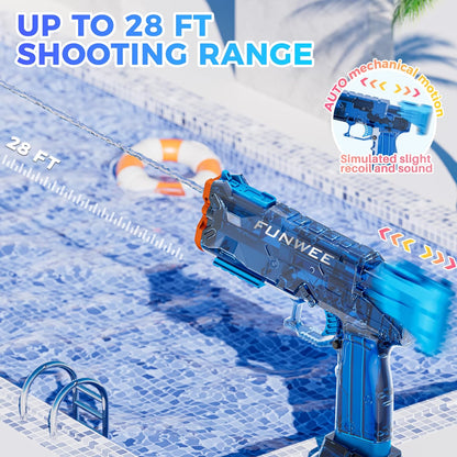 Funwee Electric Water Gun for Adult & Kid, Most Strongest Water Pistol Long Range 28-32 FT, Powerful High Powered Automatic Classic Squirt Gun Fully Auto Water Blaster, Swimming Pool Outdoor Toy Game