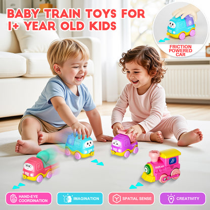 Funwee Magnetic Steam Train Toy Toddlers Set with Light & Music
