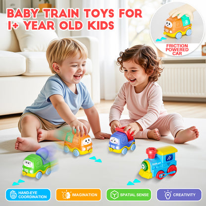 Funwee Magnetic Steam Train Toy Toddlers Set with Light & Music
