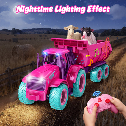 Funwee RC Farm Tractor Toy Set with Light & Sound