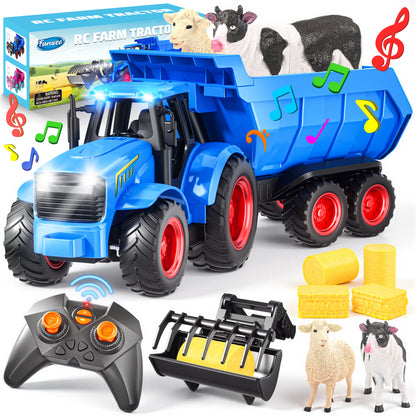 Funwee RC Farm Tractor Toy Set with Light & Sound