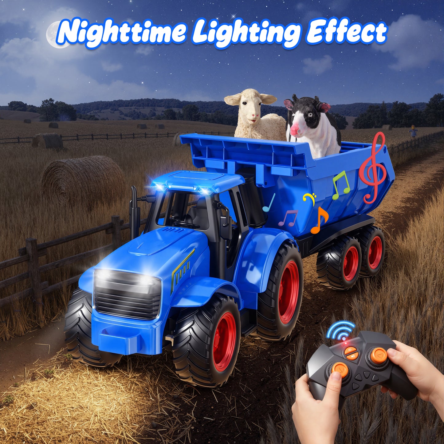 Funwee RC Farm Tractor Toy Set with Light & Sound
