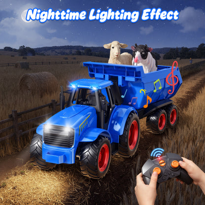 Funwee RC Farm Tractor Toy Set with Light & Sound