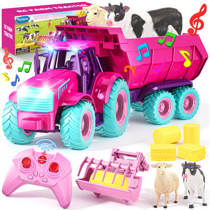 Funwee RC Farm Tractor Toy Set with Light & Sound